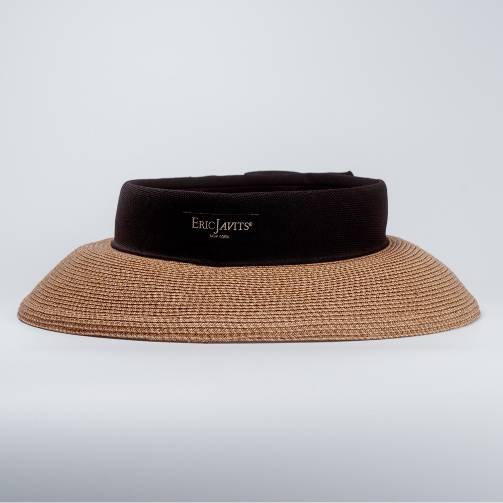 Eric Javits Squishee Straw Visor – Open-Top, Grosgrain Band, Size M/L